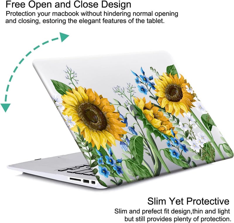 KEROM Compatible for MacBook Air 13 inch Case 2025-2022 M4 M3 M2 A3240 A3113 A2681, MacBook Air M4 13 inch Case, Protective Plastic Hard Shell & Keyboard Cover for Mac Air 13.6'', Sunflower - Image 3